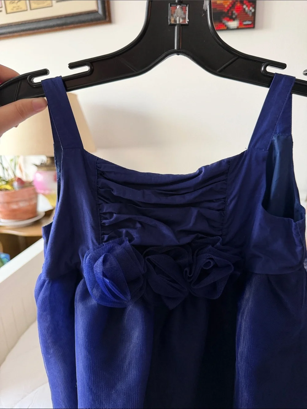 J. Crew Royal Blue Sleeveless Flower-Appliqué Tulle Dress for Girls